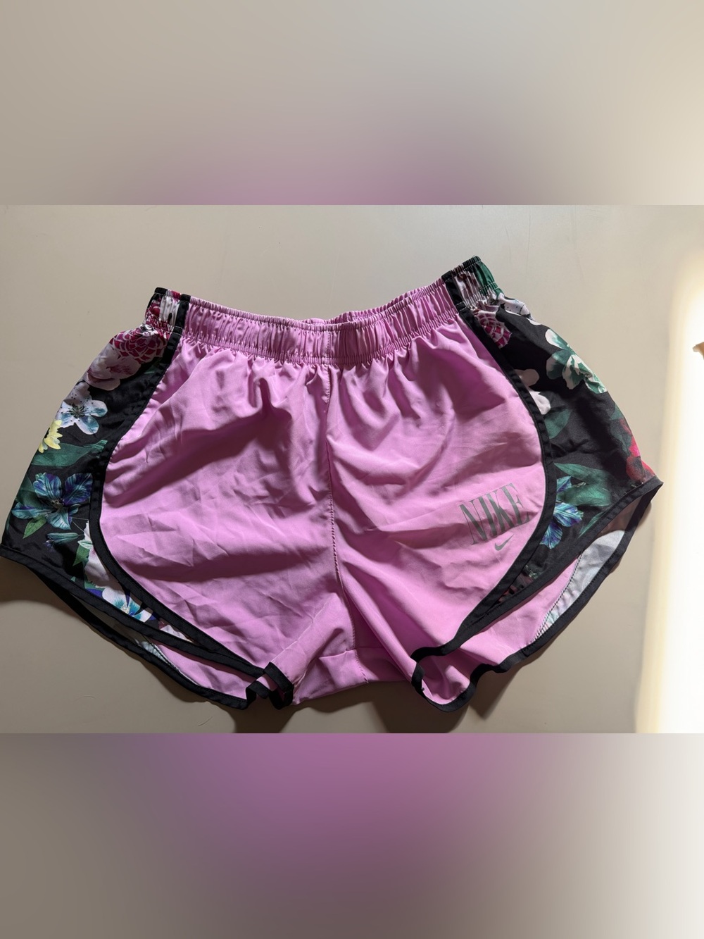 Nike Lavender Pink Athletic Running Shorts with Black Trim
